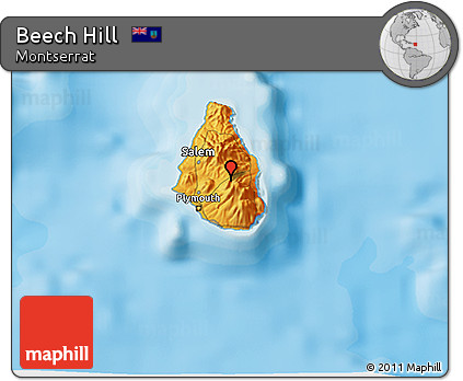 Political 3D Map of Beech Hill