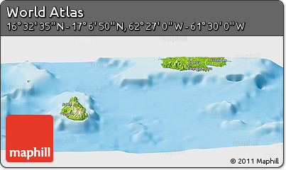 Physical Panoramic Map of the Area around 16° 49' 43" N, 61° 58' 30" W
