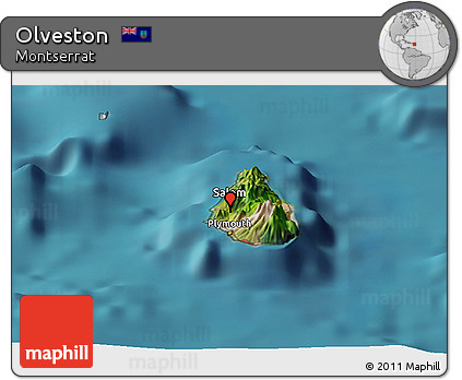 Satellite Panoramic Map of Olveston