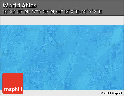Physical 3D Map of the Area around 16° 49' 43" N, 64° 40' 30" E