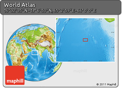 Physical Location Map of the Area around 16° 49' 43" N, 65° 31' 30" E
