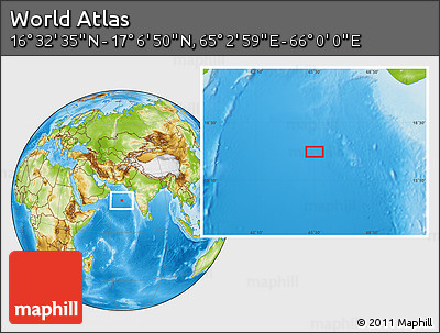 Physical Location Map of the Area around 16° 49' 43" N, 65° 31' 30" E