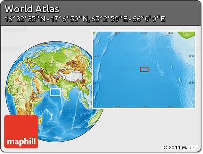 Physical Location Map of the Area around 16° 49' 43" N, 65° 31' 30" E