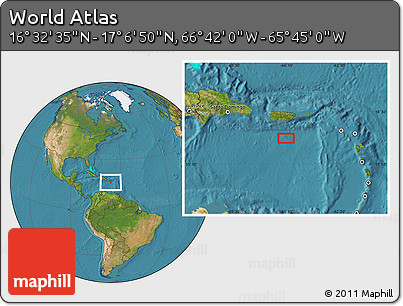 Satellite Location Map of the Area around 16° 49' 43" N, 66° 13' 29" W