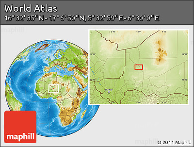 Physical Location Map of the Area around 16° 49' 43" N, 6° 1' 30" E