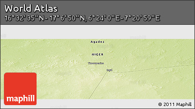 Physical Panoramic Map of the Area around 16° 49' 43" N, 6° 52' 30" E