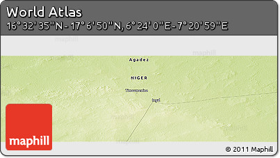 Physical Panoramic Map of the Area around 16° 49' 43" N, 6° 52' 30" E