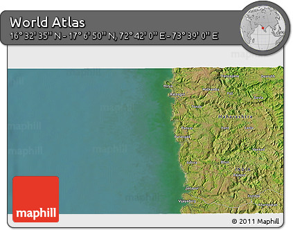 Satellite 3D Map of the Area around 16° 49' 43" N, 73° 10' 30" E