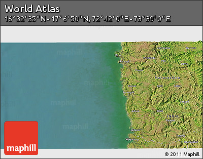 Satellite 3D Map of the Area around 16° 49' 43" N, 73° 10' 30" E