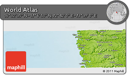 Physical Panoramic Map of the Area around 16° 49' 43" N, 73° 10' 30" E