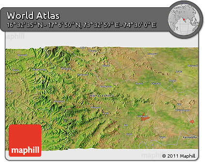 Satellite 3D Map of the Area around 16° 49' 43" N, 74° 1' 30" E
