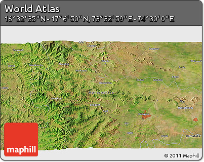 Satellite 3D Map of the Area around 16° 49' 43" N, 74° 1' 30" E