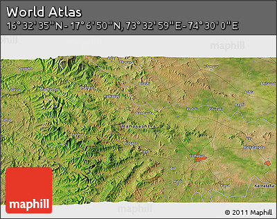 Satellite 3D Map of the Area around 16° 49' 43" N, 74° 1' 30" E