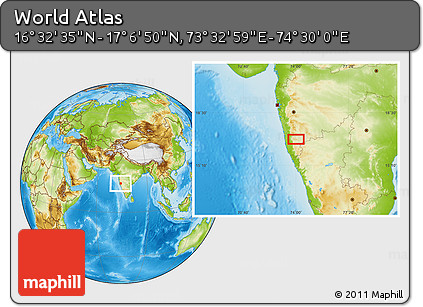 Physical Location Map of the Area around 16° 49' 43" N, 74° 1' 30" E