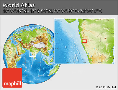 Physical Location Map of the Area around 16° 49' 43" N, 74° 1' 30" E