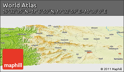 Physical Panoramic Map of the Area around 16° 49' 43" N, 74° 1' 30" E