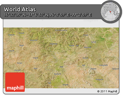 Satellite 3D Map of the Area around 16° 49' 43" N, 76° 34' 29" E