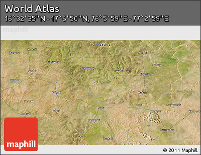 Satellite 3D Map of the Area around 16° 49' 43" N, 76° 34' 29" E