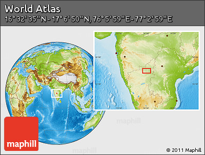 Physical Location Map of the Area around 16° 49' 43" N, 76° 34' 29" E