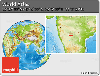 Physical Location Map of the Area around 16° 49' 43" N, 76° 34' 29" E