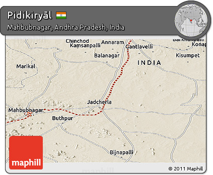 Shaded Relief Panoramic Map of Pidikiryāl