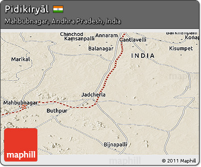 Shaded Relief Panoramic Map of Pidikiryāl