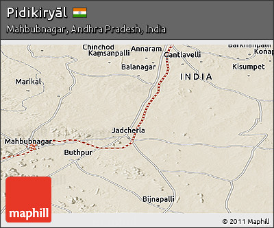 Shaded Relief Panoramic Map of Pidikiryāl