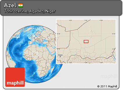 Shaded Relief Location Map of Azel