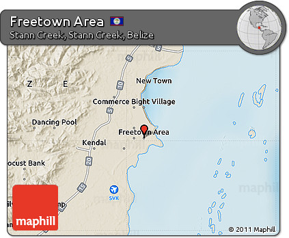 Shaded Relief Map of Freetown Area