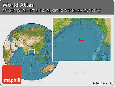 Satellite Location Map of the Area around 16° 49' 43" N, 89° 19' 29" E