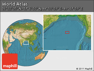 Satellite Location Map of the Area around 16° 49' 43" N, 89° 19' 29" E