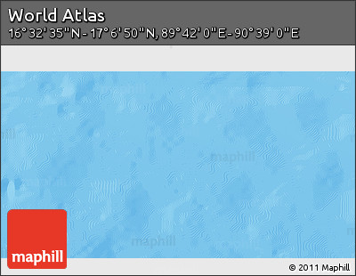 Physical 3D Map of the Area around 16° 49' 43" N, 90° 10' 30" E