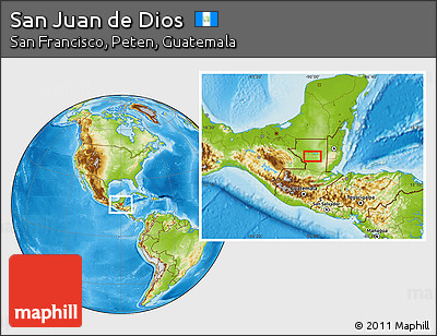 Physical Location Map of San Juan De Dios
