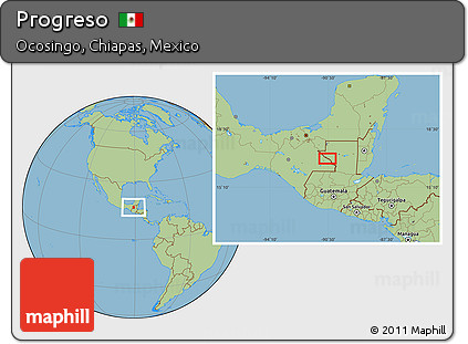 Savanna Style Location Map of Progreso