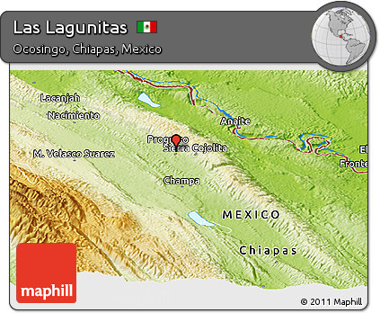 Physical Panoramic Map of Las Lagunitas