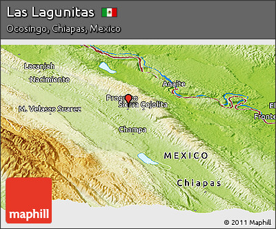 Physical Panoramic Map of Las Lagunitas