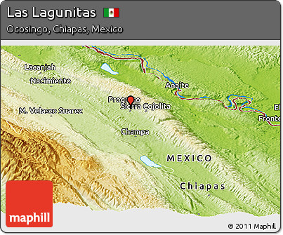 Physical Panoramic Map of Las Lagunitas