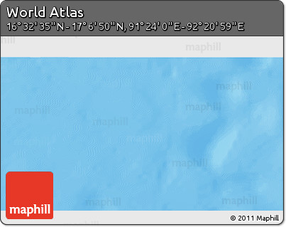 Physical 3D Map of the Area around 16° 49' 43" N, 91° 52' 30" E