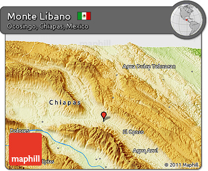 Physical 3D Map of Monte Líbano