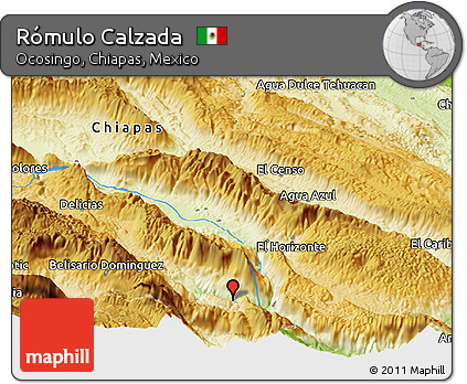 Physical Panoramic Map of Rómulo Calzada