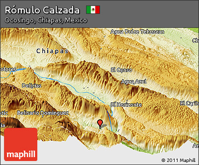 Physical Panoramic Map of Rómulo Calzada