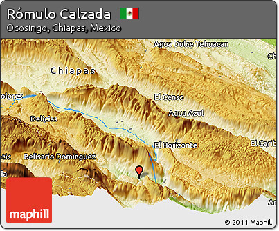 Physical Panoramic Map of Rómulo Calzada
