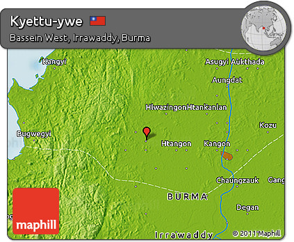 Physical 3D Map of Kyettu-ywe