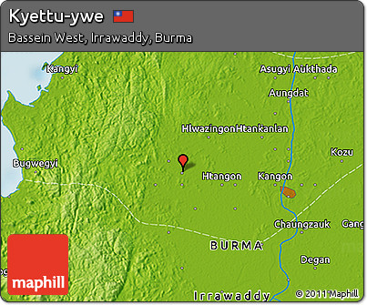 Physical 3D Map of Kyettu-ywe