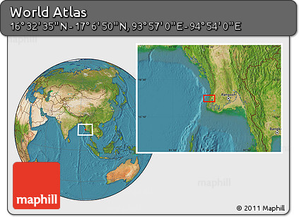 Satellite Location Map of the Area around 16° 49' 43" N, 94° 25' 30" E
