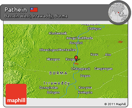 Physical Panoramic Map of Pathein