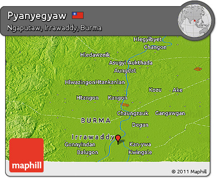 Physical Panoramic Map of Pyanyegyaw