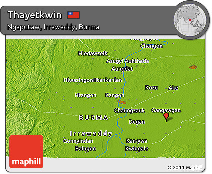 Physical Panoramic Map of Thayetkwin