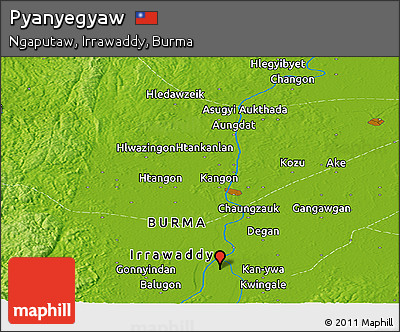 Physical Panoramic Map of Pyanyegyaw