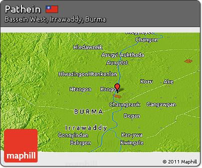Physical Panoramic Map of Pathein